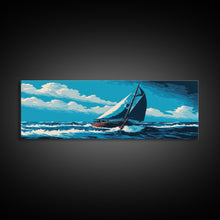 Cargar imagen en el visor de la galería, Come Sail Away - Panoramic Sail Boat Art - Framed Canvas Print - Oil Painting Reprint - Framed Art - Sailing On The Ocean Blue
