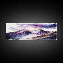 Load image into Gallery viewer, Framed Canvas Print of Majestic Mountain Landscape | Vibrant Hues | Watercolor Painting | Ready-to-Hang | Home Decor
