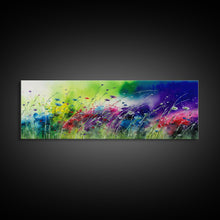 Load image into Gallery viewer, Framed Canvas Print of Colorful Wild Flower Field - Gallery-Wrapped Artwork - Ready to Hang - High Quality Artwork - Panoramic Art
