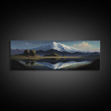 Cargar imagen en el visor de la galería, Contemporary Mountain Oil Painting Framed Canvas Print | Huge Wall Decor | Panoramic Nature / Landscape Painting | Wood Frame Art
