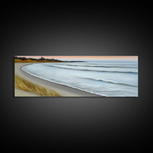 Carregar imagem no visualizador da galeria, Canvas Beach Wall Art, Seashore, Cove, Minimalist Beach Art, Pastel Beach Wall Art, Beach Scene Art, Panoramic, Wall Art, Canvas Print
