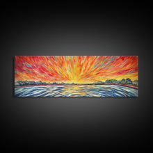 Carregar imagem no visualizador da galeria, Abstract Beach Wall Art, Colorful Abstract Nature, Framed Abstract Print Art, Sunset, Beach, Vibrant Art, Panoramic, Wall Art, Canvas Print
