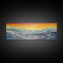 Carregar imagem no visualizador da galeria, Abstract Sea Wall Art, Vibrant Abstract, Framed Art, Sunset, Ocean, Abstract Nature, Textured Abstract, Panoramic, Wall Art, Canvas Print
