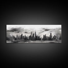Carregar imagem no visualizador da galeria, Abstract City Art, Cityscape Wall Art, City Skyline Wall Art, Black And White Urban Art Print, Wall Decor, Panoramic, Wall Art, Canvas Print
