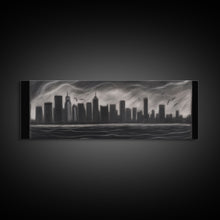 Cargar imagen en el visor de la galería, Cityscape Pencil Sketch Canvas Print, Buildings, Skyline, Urban Art, Large Urban Art Print, Wall Decor, Panoramic, Wall Art, Canvas Print
