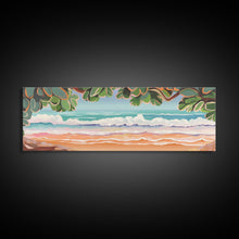 Carregar imagem no visualizador da galeria, Beach Shore Art Canvas Print, Green Leaves, Canvas Beach Wall Art, Ocean Waves, Beach Sand Wall Art, Panoramic, Wall Art, Canvas Print
