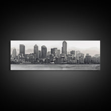 Cargar imagen en el visor de la galería, Cityscape Wall Art, City Skyline Wall Art, Black And White Large Art Print, Wall Decor, Framed Canvas, Panoramic, Wall Art, Canvas Print
