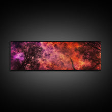 Cargar imagen en el visor de la galería, Forest Fire Canvas Art,  Fire Canvas Art,  Large Canvas Print, Woods On Fire Art Print, Purple Forest Art, Panoramic, Wall Art, Canvas Print
