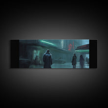 Cargar imagen en el visor de la galería, City Canvas Art Print, City Art, Dark Night Street Art, Urban Art, Neon Lights In City, Large Urban Art, Panoramic, Wall Art, Canvas Print
