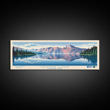 Load image into Gallery viewer, Crater Lake National Park, Panoramic Oregon Travel Art, National Park Print, Minimalist Travel Art, Midcentury Modern Style Landscape
