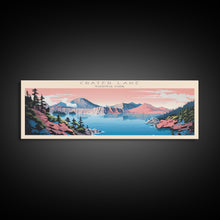 Load image into Gallery viewer, Crater Lake National Park, Panoramic Oregon Travel Art, National Park Print, Minimalist Travel Art, Midcentury Modern Style Landscape
