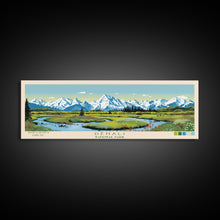 Load image into Gallery viewer, Denali National Park, Panoramic Alaska Travel Art, National Park Print, Minimalist Travel Art, Midcentury Modern Style Landscape
