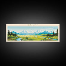 Load image into Gallery viewer, Denali National Park, Panoramic Alaska Travel Art, National Park Print, Minimalist Travel Art, Midcentury Modern Style Landscape
