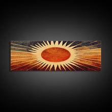 Carregar imagem no visualizador da galeria, Art Deco Sunburst Wall Art, Ready To Hang Canvas Print, Panoramic Art, Art Deco Wall Decor, Above Bed, Above Couch, Above Sofa
