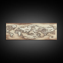 Load image into Gallery viewer, RPG World Map Concept Art, Ready To Hang Canvas Print, Panoramic Art, Extra Wide Wall Decor, Cool Mancave Art, D&amp;D, DND
