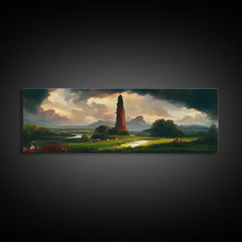 Load image into Gallery viewer, The Dark Tower, Ready To Hang Canvas Print, Panoramic Art, High Fantasy Concept Art
