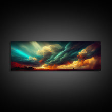 Carregar imagem no visualizador da galeria, A Rain Storm, Texas Art, Framed Canvas Print, Panoramic Wall Art, Extra Large Art, Huge Wall Art, Above Couch / Sofa Living Room Art
