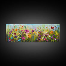 Carregar imagem no visualizador da galeria, Framed Canvas Print of Original painting, Large wall art, Boho wall décor, Flower painting, Home decor, Modern art, Bedroom decor, Panoramic
