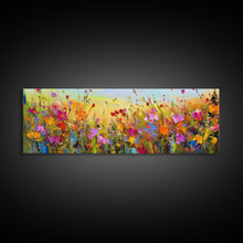 Carregar imagem no visualizador da galeria, Framed Canvas Print of Original painting, Large wall art, Boho wall décor, Flower painting, Home decor, Modern art, Bedroom decor, Panoramic

