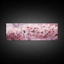 Cargar imagen en el visor de la galería, Cherry Blossoms In The Spring, Framed Canvas Print, Photography Print, Panoramic Wall Art, Above Sofa Decor
