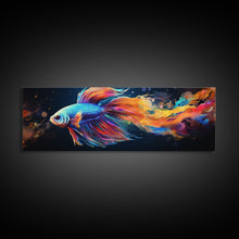 Cargar imagen en el visor de la galería, Betta Fish Painting Wall Art, Framed Canvas Print, Siamese Fighting Fish, Aquarium Wall Art, Colorful Pet Fish painting
