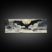 Load image into Gallery viewer, Panoramic Of a Dragon, Framed Canvas Print, Fantasy Decor, Fantasy Dragon Painting
