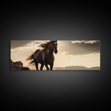 Carregar imagem no visualizador da galeria, Canvas Wall Art, Horse Photography Print, Framed Canvas Print, Horse Wall Decor, Panoramic Wall Art, Large Wall Art, Rustic Decor
