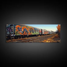 Carregar imagem no visualizador da galeria, Abandoned Train Tracks, Urban Decay Graffiti Photography, Framed Canvas Print, Industrial Loft Decor, Loft Wall Art, Urban Art
