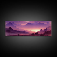 Load image into Gallery viewer, A Beautiful Mountain Scene at Sunset, Extra Large Wall Art, Framed Panoramic Canvas Print, Framed Wall Art

