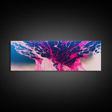Carregar imagem no visualizador da galeria, Bubblegum Pink Abstract Explosion Art, Extra Large Wall Art, Framed Panoramic Canvas Print, Framed Wall Art

