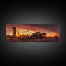 Load image into Gallery viewer, Wild West Abandoned Saloon, Extra Large Wall Art, Framed Panoramic Canvas Print, Framed Wall Art

