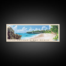Carregar imagem no visualizador da galeria, Archer’s Bay Beach, Barbados Panoramic Beach Print, Vacation Gift, Barbados Wall Art, Framed Canvas Print, Framed Beach Painting
