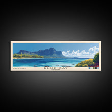 Load image into Gallery viewer, Blue Bay, Mauritius Panoramic Print, Vacation Gift, Mauritius Wall Art, Beach Painting, Beach Decor, Large Wall Art, Wood Frame Art

