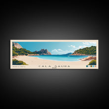 Cargar imagen en el visor de la galería, Cala Saura, Spain Panoramic Print, Vacation Gift, Spain Wall Art, Beach Painting, Beach Decor, Large Wall Art, Wood Frame Art
