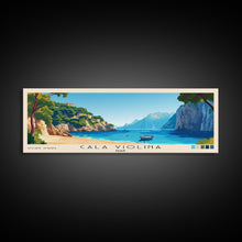Carregar imagem no visualizador da galeria, Cala Violina, Italy Panoramic Beach Print, Vacation Gift, Italy Wall Art, Framed Canvas Print, Framed Beach Painting
