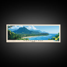 Cargar imagen en el visor de la galería, Hanalei Bay, Hawaii Panoramic Beach Print, Vacation Gift, Hawaii Wall Art, Framed Canvas Print, Framed Beach Painting
