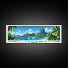 Load image into Gallery viewer, Saint Lucia Island, Saint Lucia Panoramic Print, Vacation Gift, Saint Lucia Wall Art, Beach Painting, Beach Decor, Beach Or Lakehouse Art
