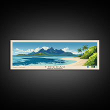 Load image into Gallery viewer, Tikehau, French Polynesia Panoramic Print, Vacation Gift, French Polynesia Wall Art, Beach Painting, Beach Decor, Large Wall Art, Wood Frame Art
