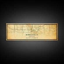 Load image into Gallery viewer, Minneapolis Panoramic map print poster or framed canvas, Minnesota map print poster canvas, Minneapolis road map print poster canvas
