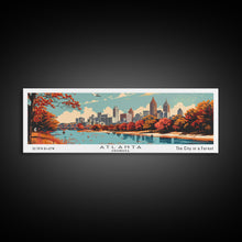 Carregar imagem no visualizador da galeria, Atlanta Georgia Panoramic Painting, Mid Century Modern Framed Canvas Print, Retro Pop Art Travel Poster, Home Decor, City Wall Art
