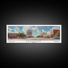 Carregar imagem no visualizador da galeria, Beaumont Texas Panoramic Painting, Watercolor Framed Canvas Print, Scenic City Art, Travel Poster, Wall Hanging, Living Room Art, Gift Idea
