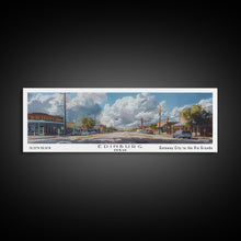 Load image into Gallery viewer, Edinburg Texas Panoramic Watercolor Painting, Scenic Framed Canvas Print, Urban Wall Art for Office, Travel Poster, Home Decor, City Gift Idea
