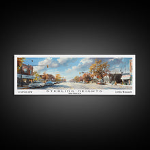 Load image into Gallery viewer, Sterling Heights Michigan Travel Poster, Framed Canvas Print, Office Art, Wall Hanging, Travel Gift, Living Room Art, Vintage Style
