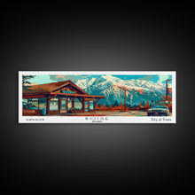 Load image into Gallery viewer, Boise Idaho Panoramic Travel Poster Framed Canvas Print, Mid Century Modern Art, Pop Art Style, Wall Art Decor, Home Decoration
