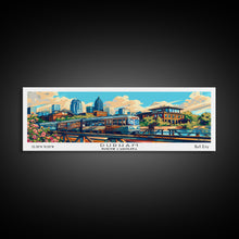 Load image into Gallery viewer, Durham North Carolina Panoramic Travel Poster Framed Canvas Print, Mid Century Modern Art, Pop Art Style, Wall Art Decor, Home Decoration
