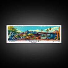 Load image into Gallery viewer, Gilbert Arizona Panoramic Wall Art Framed Canvas Print, Mid Century Modern Art, Pop Art Style, Travel Poster, Home Decor, Retro Style
