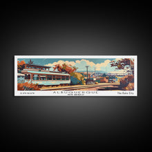 Load image into Gallery viewer, Albuquerque New Mexico Panoramic Painting, Mid Century Modern Framed Canvas Print, Retro Pop Art Travel Poster, Wall Decor, Office Art
