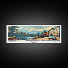 Load image into Gallery viewer, Boise Idaho Panoramic Painting, Mid Century Modern Framed Canvas Print, Retro Pop Art Travel Poster, Wall Art, Home Decor, Office Wall Art
