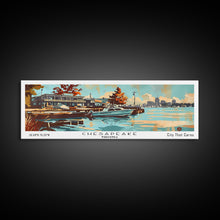 Load image into Gallery viewer, Chesapeake Virginia Panoramic Wall Art, Mid Century Modern Framed Canvas Print, Retro Pop Art Travel Poster, Office Art, Living Room Decor
