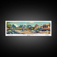 Load image into Gallery viewer, El Paso Texas Panoramic Wall Art, Retro Pop Art Framed Canvas Print, Mid Century Modern Travel Poster, Living Room Decor, Office Wall Art
